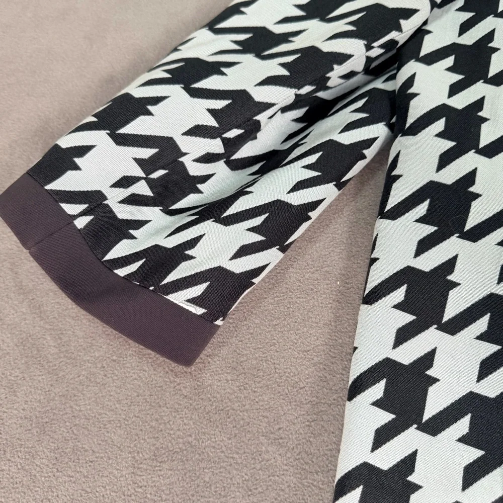 Kasper Women's Charcaol Gray/White Houndstooth Open Front Blazer/Jacket-Size 14 - Picture 4 of 7